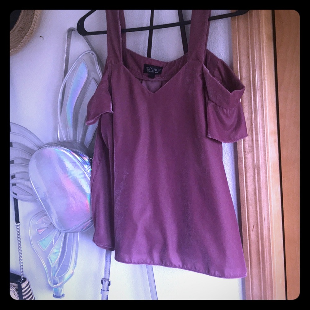 Velvet off-shoulder shirt